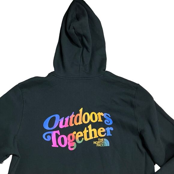 The North Face Hoodie Mens L Black Outdoor Together Colorful Adventure Orange - Picture 1 of 9